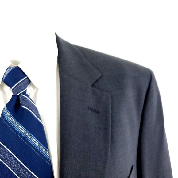 Jos A Bank Wool 2 Button 2 Piece Suit 44L Gray 36/29 Pleated Cuffed High Rise Su - Picture 2 of 12